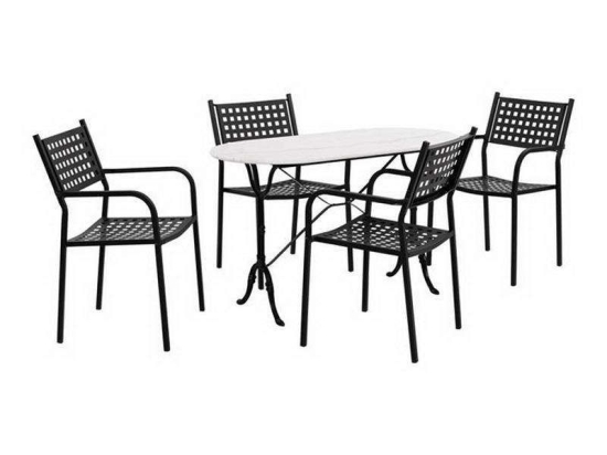 Σετ Τραπεζαρίας 5τμχ HM10385 Λευκό-Μαύρο 120x59x72cm 4 Θέσεων