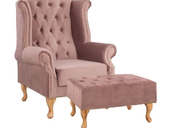 Πολυθρόνα Polina & Υποπόδιο Apple T.Chesterfield HM11053.05 Βελούδο