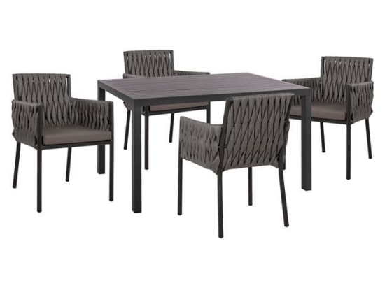 Τραπεζαρίας Σετ 5Τμχ 140Χ80Χ75,5Υ Anthracite HM10532 4 Θέσεων