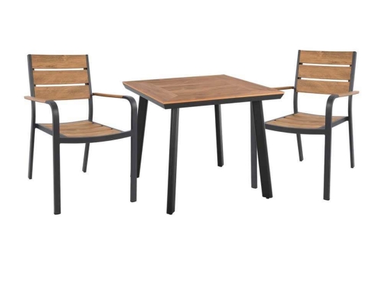 Τραπέζι Με Καρέκλες Σετ 3Τμχ HM10537.02 Anthracite 2 Θέσεων Μέταλλο,Ξύλο