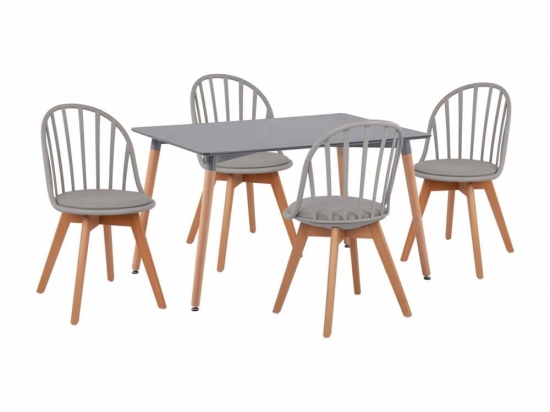 Τραπεζαρία HM11328.10 (Σετ 5τμχ) Τραπέζι Minimal 120x80x73cm Με Καρέκλες Alina Grey 4 Θέσεων