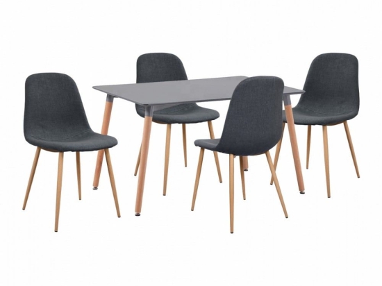 Τραπεζαρία HM11330.10 (Σετ 5τμχ) Τραπέζι Minimal 120x80x73cm Με Καρέκλες Leonardo Grey 4 Θέσεων