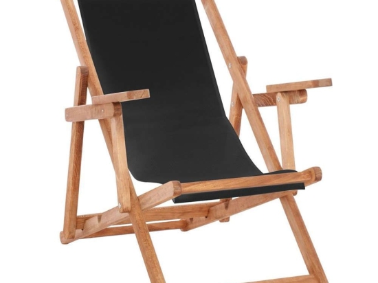Σεζλόνγκ Λήμνος HM11435.02 & Πανί 2x1 62,5x89-97x78-105cm Με Μπράτσα Natural-Black
