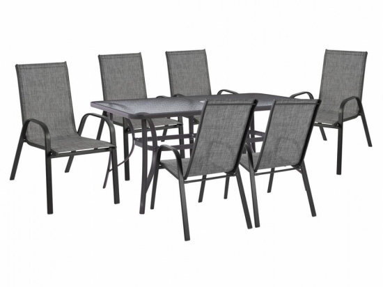 Τραπεζαρία HM11471 (Σετ 7τμχ) Με Τραπέζι Bruno 150X90 Και Πολυθρόνες Grey 6 Θέσεων