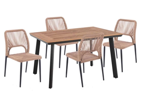 Τραπεζαρία (Σετ 5Τμχ) HM11534.02 Με Τραπέζι 120x80cm & Καρέκλες Anthracite-Beige 4 Θέσεων