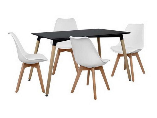 Σετ Τραπεζαρίας 5τμχ HM10230 Φυσικό-Μαύρο 120x80x73cm 4 Θέσεων
