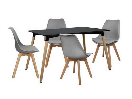 Σετ Τραπεζαρίας 5τμχ HM10233 Φυσικό-Μαύρο 120x80x73cm 4 Θέσεων