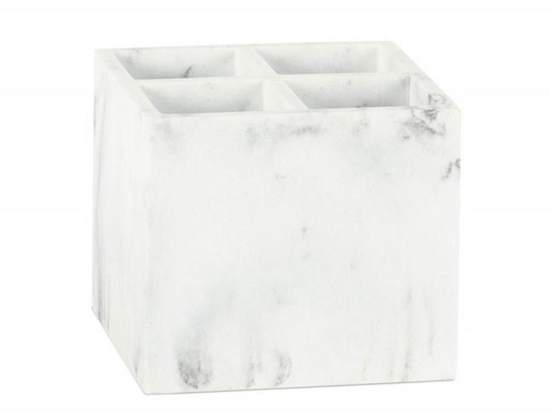 Βάση Οργάνωσης 4 Θέσεων Τετράγωνη Marble Effect AH-AX23015 13x13x12cm White Andrea House Πολυρεσίνη