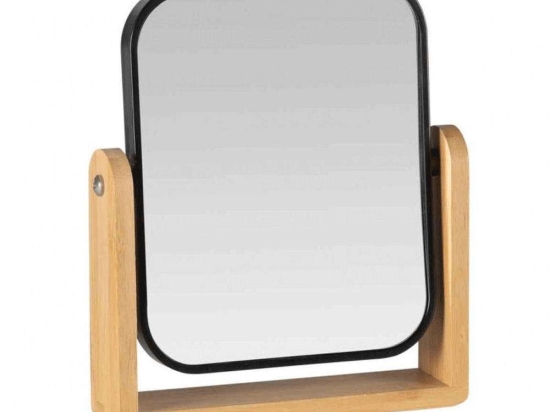 Καθρέπτης Επιτραπέζιος AH-BA23001 18x4,5x20cm Natural-Black Andrea House Μέταλλο,Bamboo