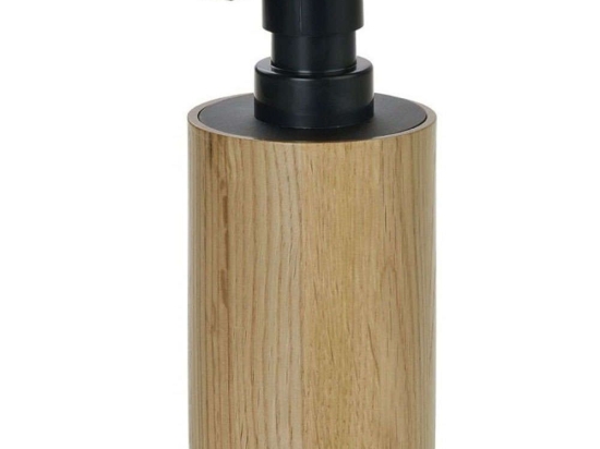 Δοχείο Κρεμοσάπουνου Modern AH-BA67104 Φ7x11cm Oak-Black Andrea House Ατσάλι,Ξύλο