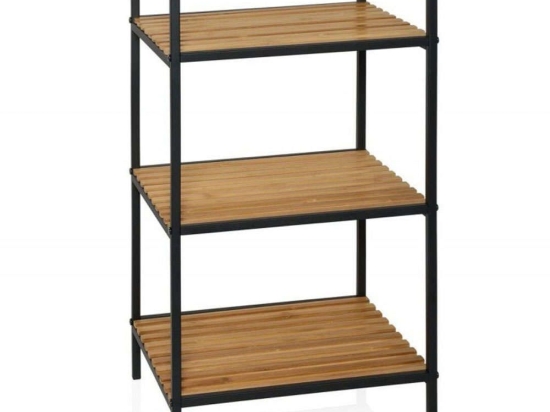 Ραφιέρα Μπάνιου LBTAH-BA69091 39x33x70cm Natural-Black Andrea House Μέταλλο,Bamboo