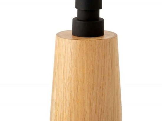 Δοχείο Κρεμοσάπουνου AH-BA70044 Φ8x17cm 150ml Natural-Black Andrea House Ξύλο,Πλαστικό