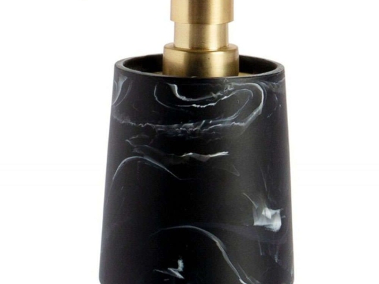 Δοχείο Κρεμοσάπουνου Marble LBTAH-BA71014 Φ8x16cm Black-Gold Andrea House Ατσάλι,Polyresin
