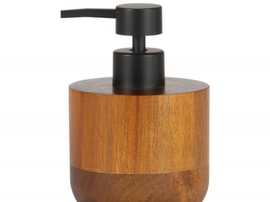Δοχείο Κρεμοσάπουνου Rustic Acacia AH-BA72054 100ml Black-Natural Andrea House Ξύλο