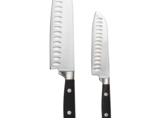 Μαχαίρια Santoku (Σετ 2Τμχ) AH-MS73158 3x23/5x30cm Inox-Black Andrea House Ατσάλι,Ξύλο