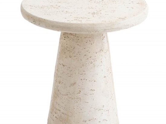 Βοηθητικό Τραπεζάκι Travertine Effect AH-MU25076 Φ46x48cm Beige
