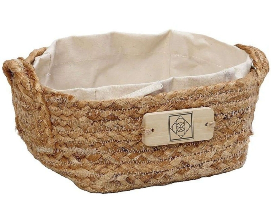 Καλάθι Ψωμιού AMN105 17x17x9cm Beige Espiel Βαμβάκι,Jute