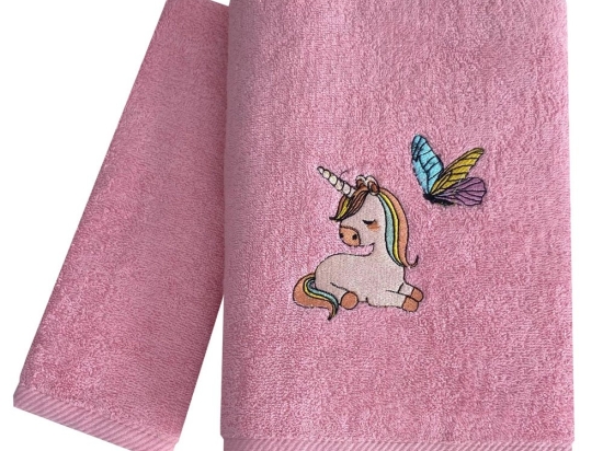 Πετσέτες Βρεφικές Fairy Unicorn (Σετ 2τμχ) Pink Astron Σετ Πετσέτες 70x130cm 100% Βαμβάκι