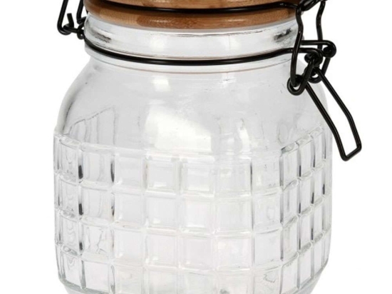Βάζο Αποθήκευσης CD1002650 1100ml 13,9x11,6x15cm Clear Marva Γυαλί,Bamboo