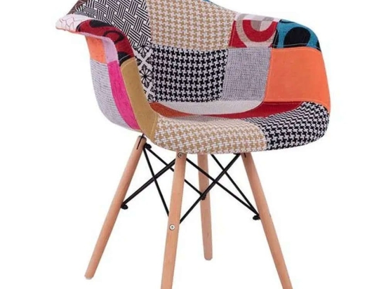 Πολυθρόνα Mirto 63x57x80 Με Ξύλινα Πόδια & Κάθισμα Patchwork HM005.25 Σετ 2τμχ