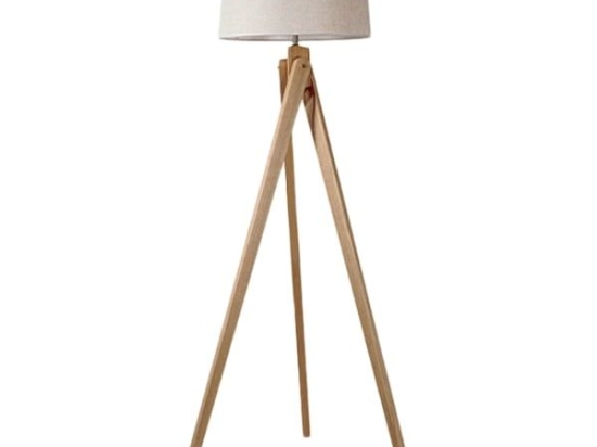 Φωτιστικό Δαπέδου Ξύλινο Tripod 01263 Beige GloboStar Ξύλο