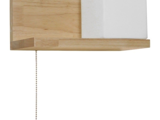 Φωτιστικό Τοίχου-Απλίκα Ραφάκι Amity Right 01366 White GloboStar Ξύλο,Γυαλί