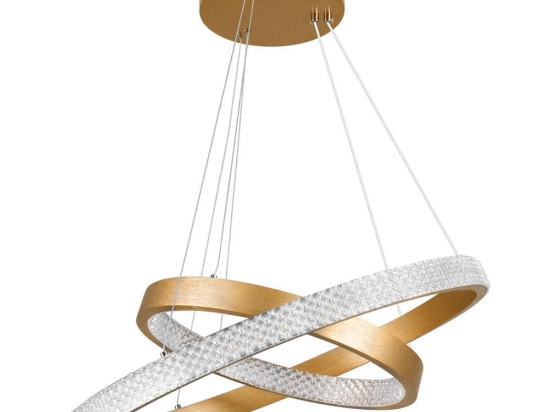 Φωτιστικό Οροφής Diamond Duo 61151-Deco Led 75W Φ40+60cm Gold Matt GloboStar Αλουμίνιο