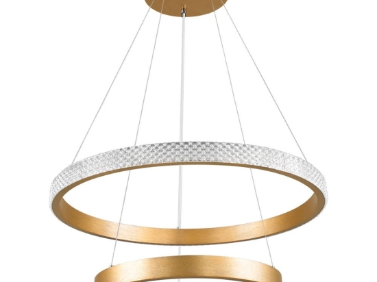 Φωτιστικό Οροφής Diamond Duo 61151 Led 75W Φ40+60cm Gold Matt GloboStar Αλουμίνιο