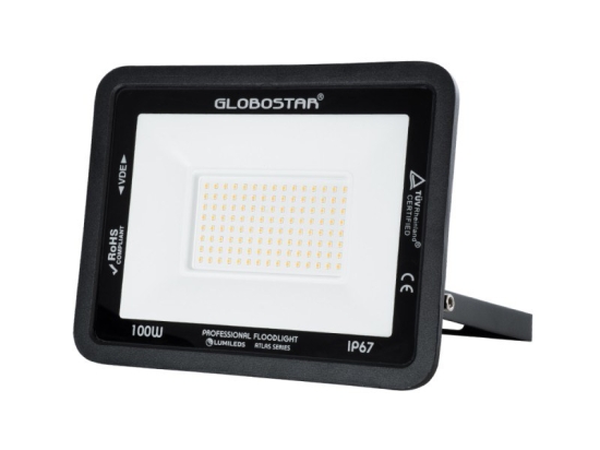 Προβολέας Επαγγελματικός Led 100W 220-240V 11500lm 120 Μοιρών Αδιάβροχος IP67 Μαύρο - Θερμό Λευκό 2700K 61427 Atlas GloboStar Μέταλλο
