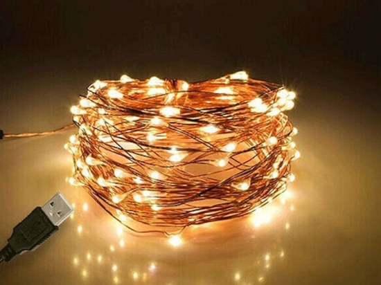 Χριστουγεννιάτικα Λαμπάκια Σειρά 100 Led 79722 10m USB 6W 3000K Bronze GloboStar