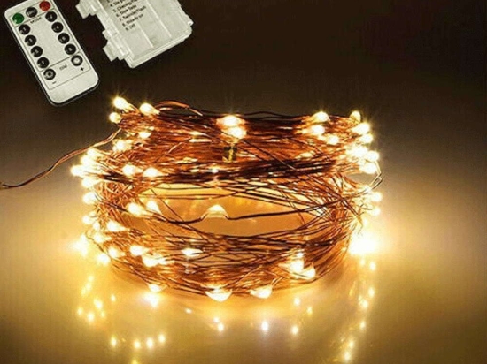 Χριστουγεννιάτικα Λαμπάκια Σειρά 100 Led 79780 10m Με Μπαταρία 6W 3000K Bronze GloboStar