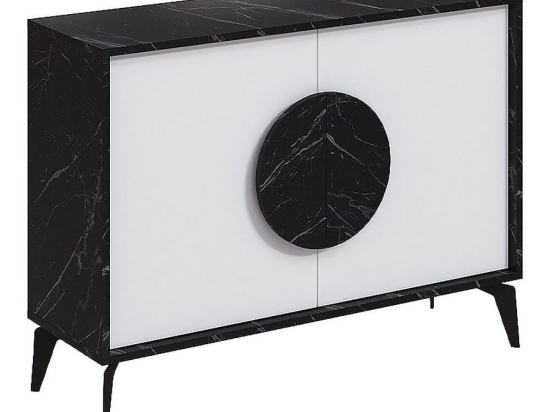 Μπουφές Gora 0214149 110x35,6x82cm Black Marble Effect - White