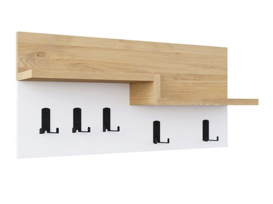 Κρεμάστρα Τοίχου Harmon 0241577 65x15x31cm Sapphire Oak - White Μοριοσανίδα, Μελαμίνη