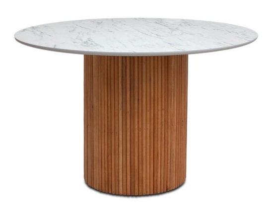 Τραπέζι Borno 0234840 Ø120x78cm Natural - White Marble Effect