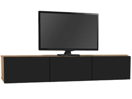 Έπιπλο Τηλεόρασης Επιτοίχιο Με Φως Led Damla 0250107 180x29,5x29,5cm Oak-Black
