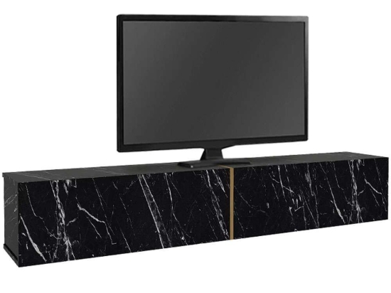 Έπιπλο Τηλεόρασης Επιτοίχιο Με Led Figure 0249135 181,8x31,7x30cm Marble Effect Black-Gold