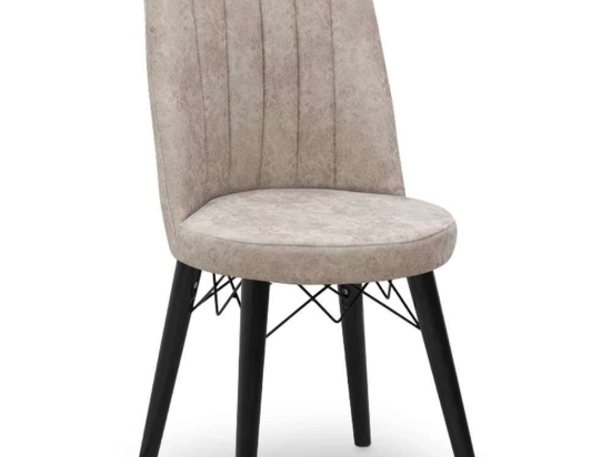 Καρέκλα Τραπεζαρίας Alegra 0248572 46x44x91cm Beige-Black Ξύλο,Ύφασμα