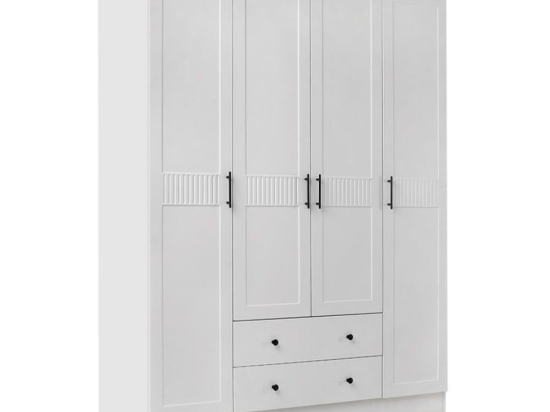 Ντουλάπα Ρούχων Jenna 0235940 Τετράφυλλη 140x50x182cm White Τετράφυλλη