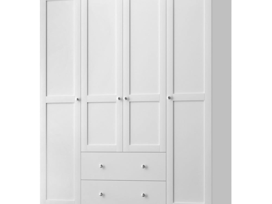 Ντουλάπα Ρούχων Emily 0235944 Τετράφυλλη 140x50x210cm White Τετράφυλλη