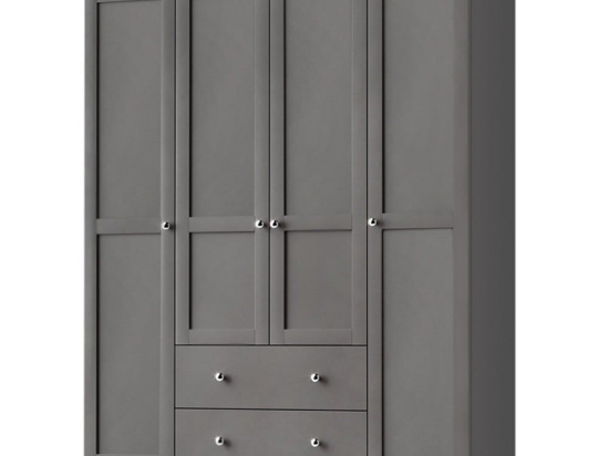 Ντουλάπα Ρούχων Emily 0235945 Τετράφυλλη 140x50x210cm Anthracite Τετράφυλλη