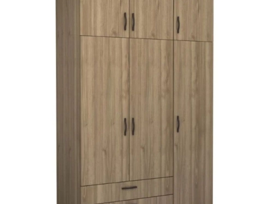 Ντουλάπα Τρίφυλλη Με Πατάρι Victoria 0260771 150x60x240cm Walnut Τρίφυλλη