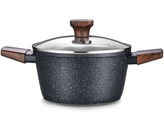Κατσαρόλα Αντικολλητική Indigo HS00150124 Φ24x10,8cm Brown-Black Max Home 24cm Αλουμίνιο