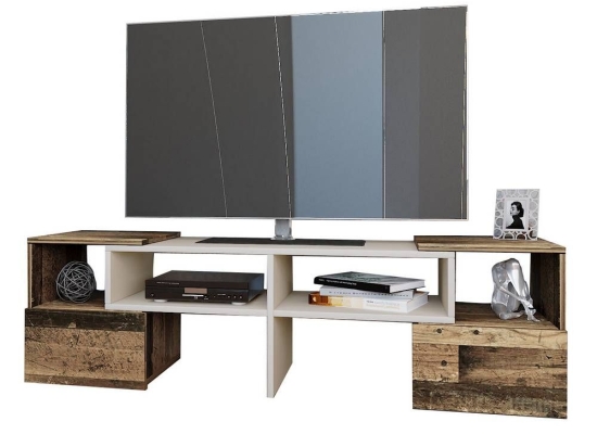 Έπιπλο Τηλεόρασης Orne 141x32x39cm Brown-White