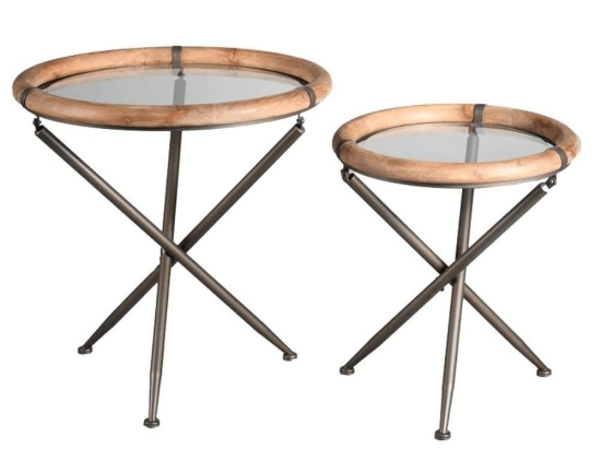 Τραπεζάκια Ζιγκόν (Σετ 2Τμχ) JAM109 65/50x66/56cm Clear-Brown Espiel