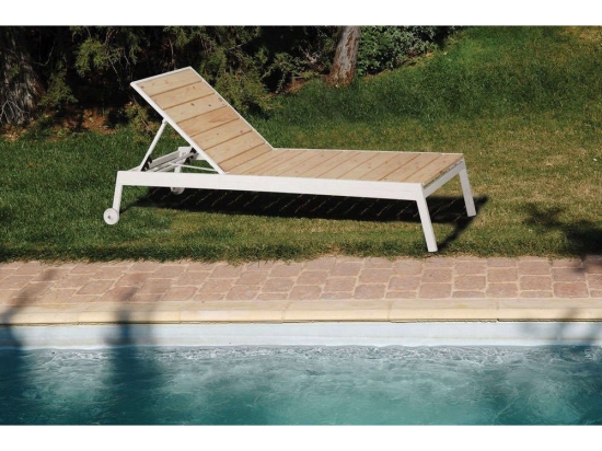 Ξαπλώστρα Μεταλλική Με Ξύλο Πεύκο 192x60x35 191525 White