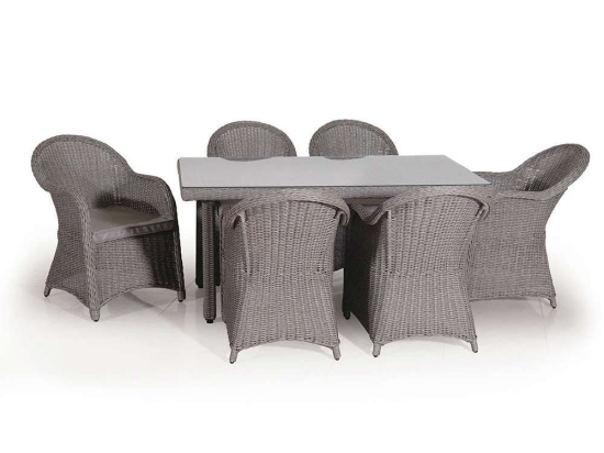Τραπεζαρία Σετ 7Τμχ 203458 160x90x74cm Grey 6 Θέσεων