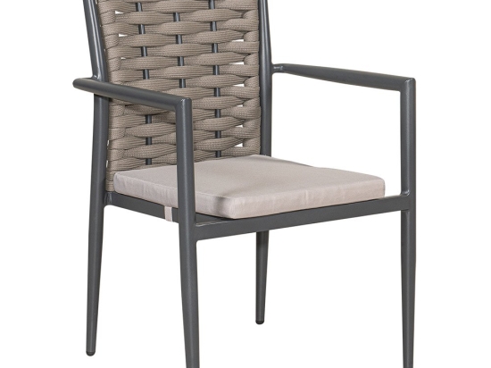 Πολυθρόνα Αλουμινίου Με Σχοινί 223886 56x56x89cm Beige-Grey