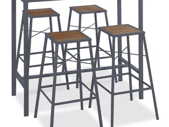 Τραπεζαρία Μπαρ (Σετ 5Τμχ) 223951 116x50x106cm Grey-Natural 4 Θέσεων