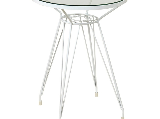 Τραπέζι Στρογγυλό Μασίφ 3767 50x66cm Beige-White