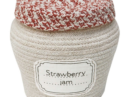 Καλάθι Αποθήκευσης Jam Jar LOR-BSK-JAM Φ20x23cm Natural-Red Lorena Canals Βαμβάκι-Πολυέστερ